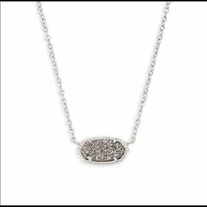 Elisa Silver Pendant Necklace In Platinum Drusy